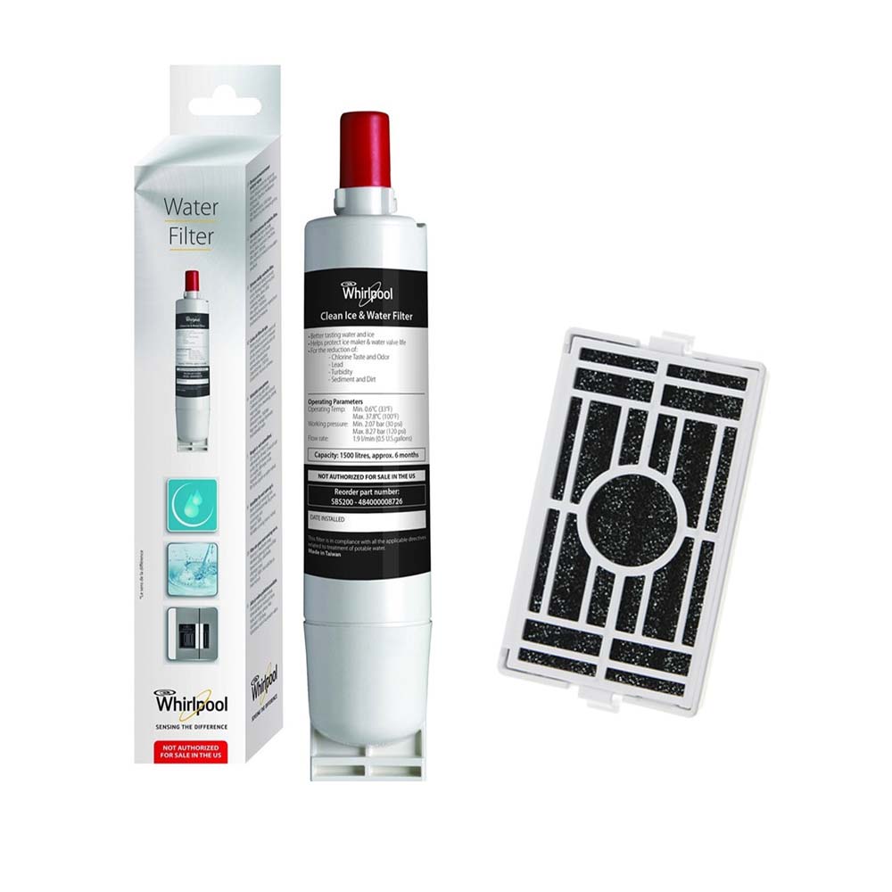 Kit de substituição Whirlpool filtro de ar + filtro de água para frigorífico
