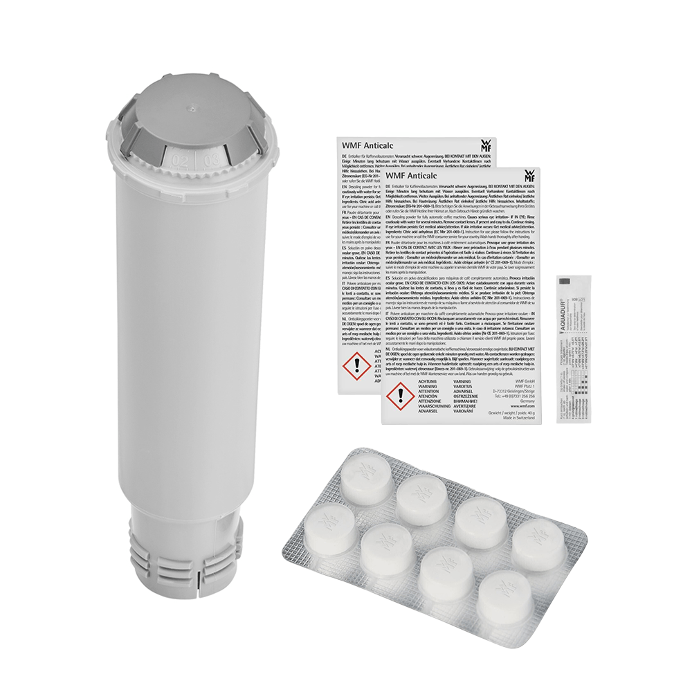 Kit de manutenção máquinas de café WMF Perfection com filtro de água, descalcificante e pastilhas de limpeza