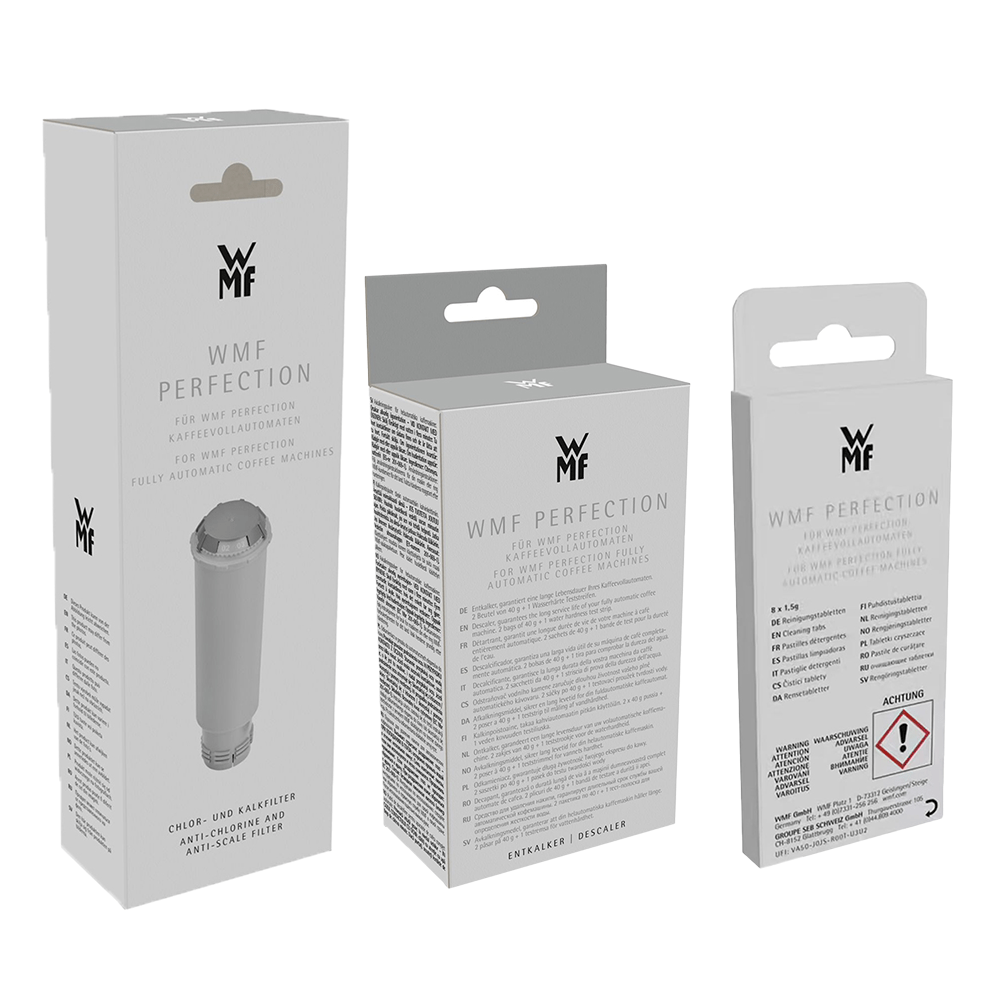 Kit de manutenção máquinas de café WMF Perfection com filtro de água, descalcificante e pastilhas de limpeza