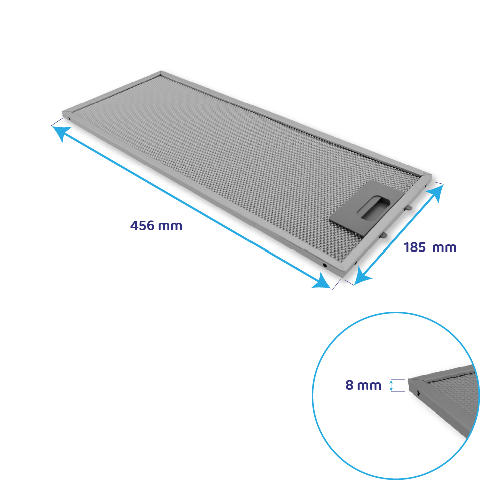 Filtro metálico Elica 456x185x8mm GRI0025433A