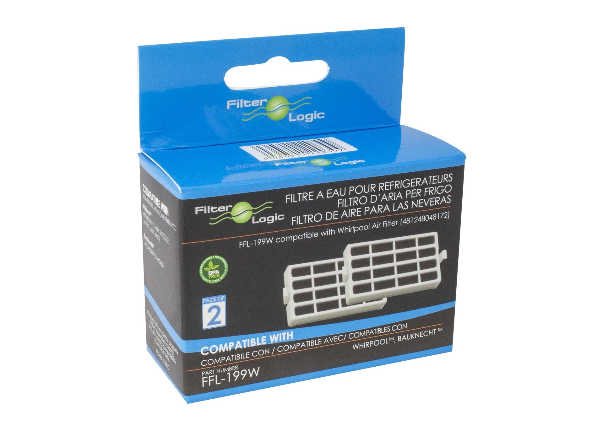 Filtro de ar Whirlpool Frigorífico ABF001 / 488000629721 da Filter Logic (2Unid.)